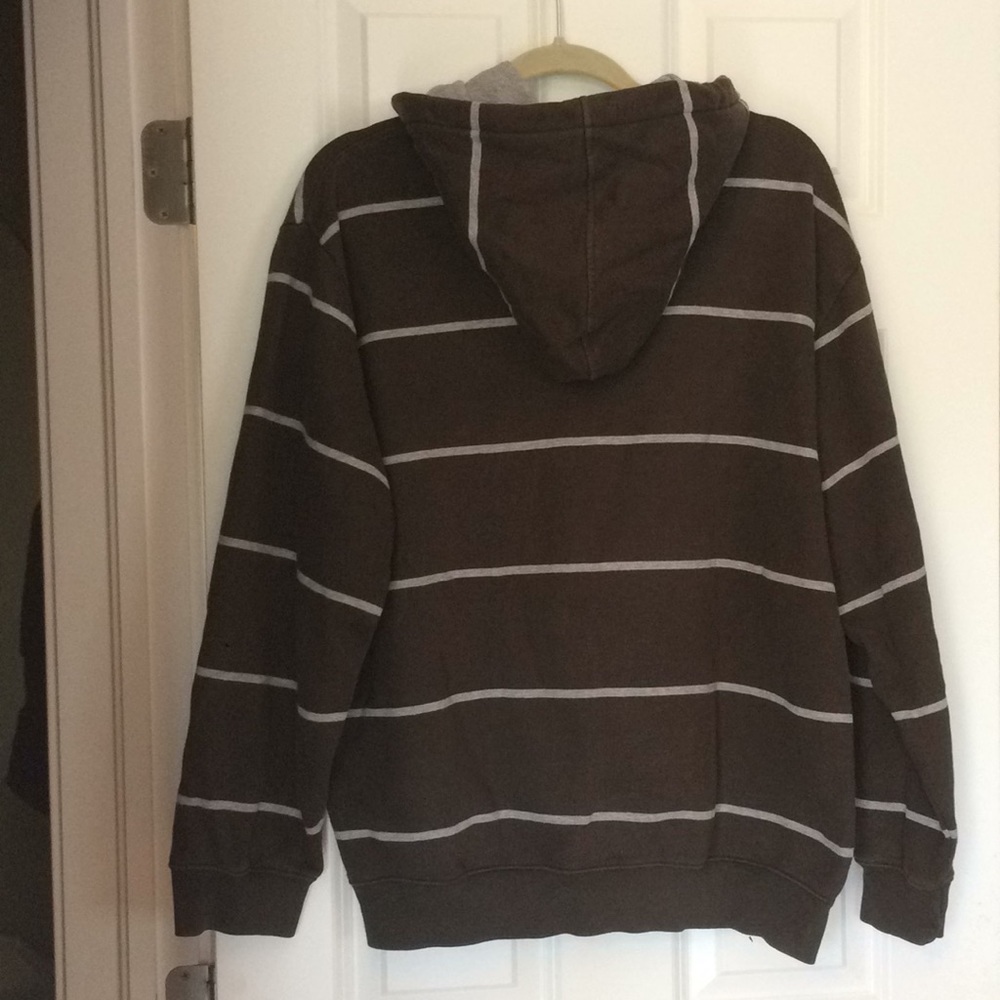 Nautica - Brown Hoodie with Gray Stripes (Size L) - Picture 3 of 4